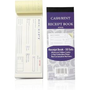 Cash and Rent Receipt Book - 50 Sets of Receipts - 2 Part Carbonless Paper - Ideal for Small Businesses and Landlords