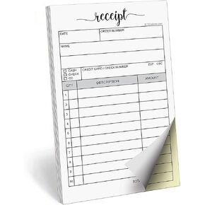 321Done Order Form Pad, 3.4x5.5 Handheld 2-Part Carbonless, Made in USA, Carbon Duplicate Copy Sales Receipt Form, Invoice Booklet, Cute for Small Boutique Business (50 Sets) White/Yellow