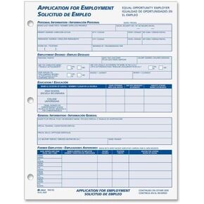 Adams 9661ES Bilingual Employee Application, 2 per PK