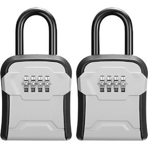 Puroma Lock Box, Key Lock Box Wall Mount & Portable Combination Lockbox with Resettable Code, Security Lockbox for Outside House Keys, Apartment Realtors Spare Keys Storage (1 Pack, Gray)