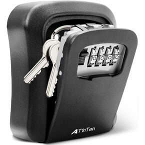 Key Lock Box Wall Mounted, 4 Digit Combination Lockbox for Outside House,Key Safe Security Storage Lock Box 5 Keys Large Capacity with Resettable Code for Home, Office, Garage Weatherproof