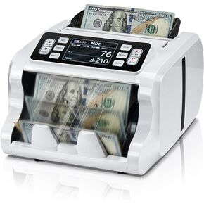 MUNBYN IMC09 آلة عد النقود ذات الطوائف المختلطة، عد القيمة، عداد الفواتير UV/MG/IR/MT، شاشة TFT مقاس 3.5 بوصة، آلة عد النقود، USD، EUR، GBP، MXN عداد النقود للأعمال، ضمان لمدة عامين