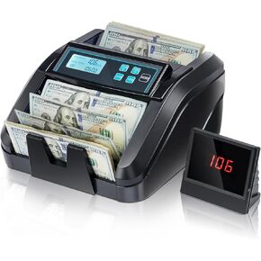 MUNBYN IMC51 Money Counter Machine Count Value, Add+Batch/Add+ Value Mode Bill Counter, UV/MG/IR/MT Detection, USD only Cash Counter,1100 Bills/min, Money Counting Machine with LCD Display (Gray)