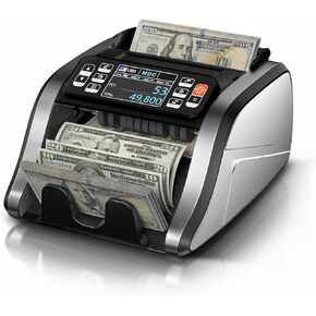 Aneken N60 Mixed Denomination Money Counter Machine, Value Counting, UV/MG/IR/DD Counterfeit Detection, 3.5" TFT Display Cash Counting Machine, Printer Enabled Bill Counter for Business