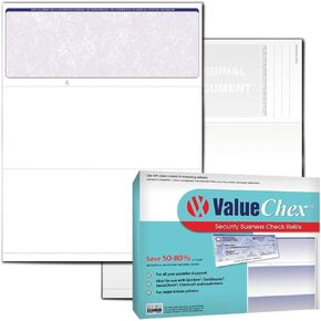 VersaCheck ValueChex Blank Check Paper - Form #1000 Business Voucher Check on Top - Blue - Classic - 250 Sheets/250 Checks
