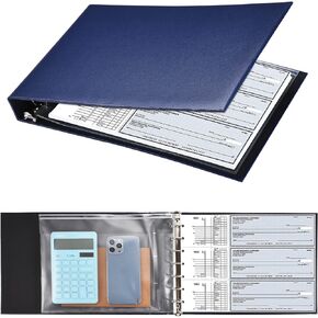 7 Ring Check Binder, 3-On-A-Page Business Checkbook Holder, 500 Checks Capacity, with 2024-2030 Calendar Organizer, Sleek Business Design (Black)