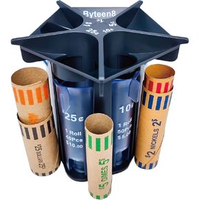 Coin Counter Coin Sorter Tube｜Creative 5-in-1 Change Sorter Coin Organizer｜Change Counter Machine Coin Roller｜Coin Bank Holder Coin Wrappers｜Super Easy to Use & Accurate｜Great Gift for Kids
