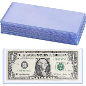 15PCS Banknotes Top-Insert Holders - Currency PVC Transparent Bill Money Top-Load Sleeves Display Holder for Regular Bills Protector Storage Cases Collectors PN03L15