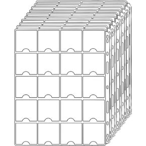 Uncle Paul Coin Binder Sheets for 2" x 2" Cardboard Holders - 200 Pockets for Coin Flips Compatible with Coin Collecting Binder of 4-Ring(A4 Size), 3-Ring(Letter Size) 10 Sheets CS38