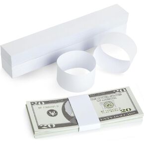 Juvale 300 Pack Money Bands for Cash, Blank Self-Adhesive Currency Straps, Bill Wrappers (White, 7.8x1.2 in) in Kuwait