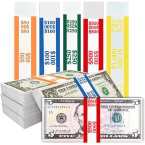 أشرطة أكمام للعملات المعدنية - مصنوعة في الولايات المتحدة الأمريكية (عبوة من 175 قطعة) أغلفة نقود متنوعة ذاتية اللصق للفواتير، أغلفة مرمزة بالألوان تلبي معايير ABA، 7.5 × 1.25 بوصة - ورق كرافت قابل لإعادة التدوير in Kuwait