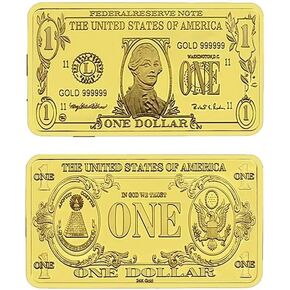 1 Dollar Gold Bar, Simulated Gold Plated Dollar Gold Bullion for Paperweight Movie Prop Novelty Gift