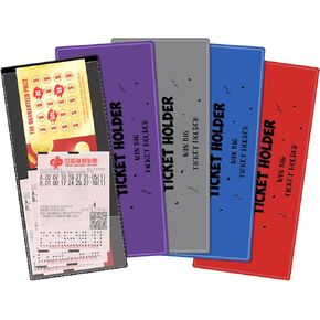 Geosar 5 Pcs Lottery Ticket Holders 4.3 x 9.45 Inches Assorted Colored Ticket Topload Holder Lottery Ticket Holders for Tickets Home Office Supplies