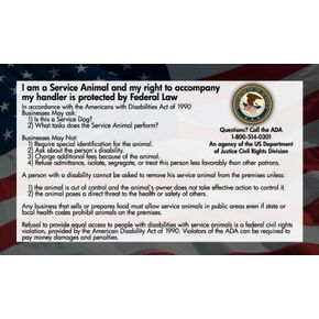 ADA Service Dog Law Cards 2025 - The Original 50 ADA Service Dog Information Cards - Service Dog Card States your Legal Rights - Use with Your Service Dog Certificate