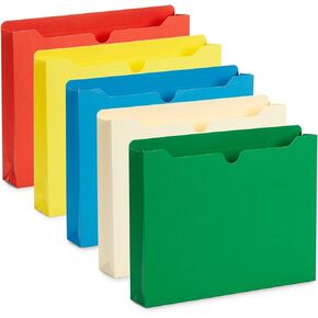 Blue Summit Supplies 2 Inch File Jackets, Reinforced Straight Cut Tab, Heavy Duty 2 Inch Expansion Pocket, Letter Size, Assorted Colors, 25 Pack