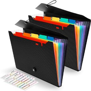 Nicecho Expanding File Folder, 7 Pockets Accordion File Organizer, A4 Letter Size Paper Document Receipt Organizer Accordian Filing Folder for Classroom, Home, Office and Travel