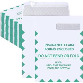 Gueevin 100 Pcs CMS 1500 Claim Forms Envelopes Large Security Window Envelopes for Insurance Claim HCFA -1500 Forms Mailing, 9 x 12.5 Inch(Green)