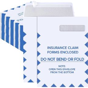 Gueevin 100 Pcs CMS 1500 Claim Forms Envelopes Large Security Window Envelopes for Insurance Claim HCFA -1500 Forms Mailing, 9 x 12.5 Inch(Green)