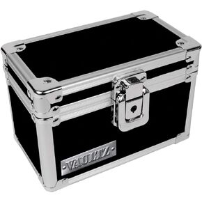 Vaultz Locking Index Card File Box with Flip Top, Holds 350 3x5 Cards, Black & White Polka Dot (VZ03715)