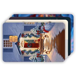 Card Sticker (4 Pieces) Christmas Marsilya Card Cover - Vinyl Sticker for Transportation, Key Card, Debit Card, Credit Card Skin - Personalized Covering - Extra Slim