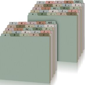 50 Pcs A-Z Alphabet Top Tab File Guides Set, Heavyweight Letter Size File Dividers 1/5 Cut Tab File Cabinet Dividers Desk Organizer for Work School Office Home (Classic Colors)