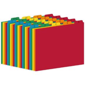 EXTRIC Alphabetical File Organizer, 25 Letter Size Dividers with Tabs, Multi-color Manila Guides