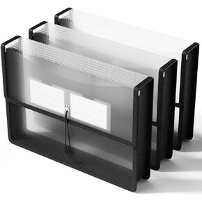 ThinkTex Plastic Expanding File Folder, Transparent envelopes with Snap Closure, No Dividers, Large Capacity, Assorted Colors, Fit Letter/A4 Size - 5 Packs