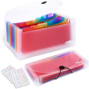 2 Pack 13-Pockets Expanding Accordion File Folder Mini Organizer Wallet for Storage Invoice/Receipt/Cards/Coupon/Tickets