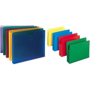 Smead Poly Expanding File Jacket, Straight-Cut Tab, 1" Expansion, Letter Size, Assorted Colors, 10 per Pack (89610)