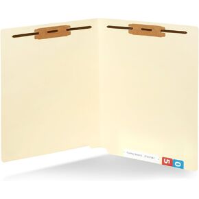 Blue Summit Supplies 100 Manila Fastener File Folders with End Tabs, Reinforced Straight Cut End Tab Folders with 2 Fasteners, Standard Medical File Folders, Letter Size, Manila, 100 Pack