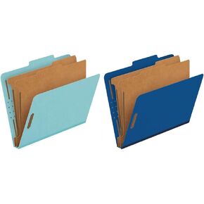 Pendaflex Recycled Classification File Folders, 2 Dividers, 2" Embedded Fasteners, 2/5 Tab Cut, Letter Size, Light Green, Box of 10 (24076R)