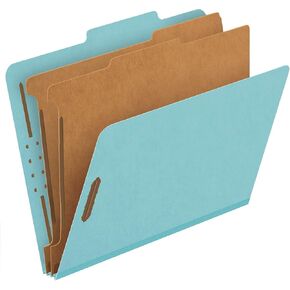 Pendaflex Recycled Classification File Folders, 2 Dividers, 2" Embedded Fasteners, 2/5 Tab Cut, Letter Size, Light Green, Box of 10 (24076R)