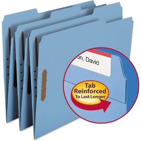 Smead Fastener File Folder, 2 Fasteners, Reinforced 1/3-Cut Tab, Letter Size, Blue, 21 per Box (12050)