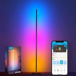 Govee RGBIC Floor Lamp, LED Corner Lamp Works with Alexa, 1000 Lumen Smart Modern Floor Lamp with Music Sync and 16 Million DIY Colors, Color Changing Standing Floor Lamp for Bedroom Living Room Black