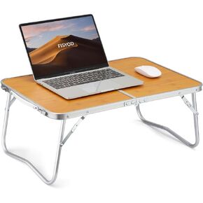 Folding Laptop Table, Bed Table Lap Desk, Breakfast Tray Table, Portable Mini Picnic Study Reading Drawing Table, Folding in Half with Inner Storage Space (All Black)