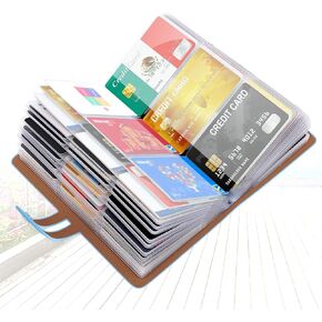 حامل بطاقات الائتمان Padike RFID، منظم بطاقات العمل، مع 96 فتحة للبطاقات، واقي بطاقة الائتمان لإدارة بطاقاتك المختلفة لمنع الخسارة أو التلف (أسود)