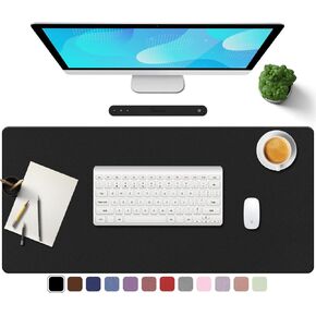 TOWWI PU Leather Desk Pad with Suede Base, Multi-Color Non-Slip Mouse Pad, 39" x 20" Waterproof Desk Writing Mat, Large Desk Blotter Protector (Voilet)