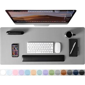 Leather Desk Pad Protector, Mouse Pad, Non-Slip Computer Mat for Desk, PU Leather Office Desk Mat for Home & Office, Waterproof Laptop Desk Blotter Pad for Keyboard and Mouse, Pink (13.7''X23.6'')