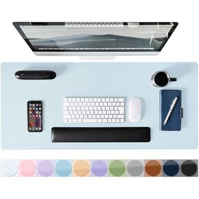 Leather Desk Pad Protector, Mouse Pad, Non-Slip Computer Mat for Desk, PU Leather Office Desk Mat for Home & Office, Waterproof Laptop Desk Blotter Pad for Keyboard and Mouse, Pink (13.7''X23.6'') in Kuwait
