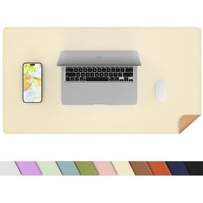 Large Desk Mat 47.2" x 17" Leather Desk Pad Protector with Natural Cork & PU Leather, Non-Slip Office Desk Mat, Large Mouse Pad, Waterproof Desk Blotter pad for Office&Home(Black)