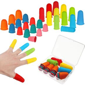 32 Pieces Rubber Finger Pads Tips Silicone Hot Finger Protectors Thimble Office Cover with Assorted Sizes for Counting Collating Sorting Task Hot Glue Sewing Office Supplies