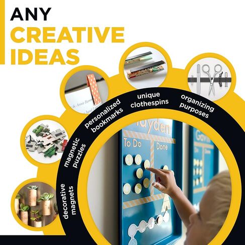 Flexible Magnetic Tape - 1/2 Inch x 10 Feet Magnetic Strip with Strong Self Adhesive - Ideal Magnetic Roll Tape for DIY and Craft Projects - Sticky Magnets for Refrigerator and Dry Erase Board in Kuwait