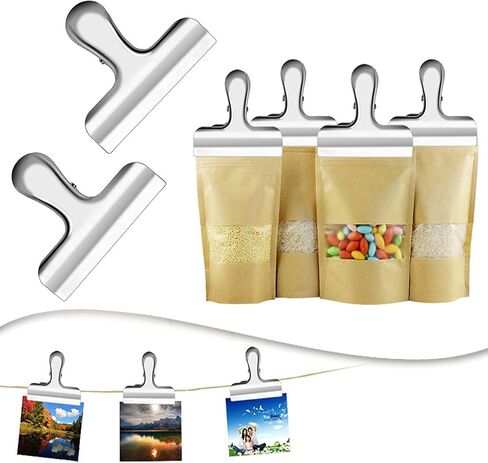 10PCS Wide Metal Chip Clips 3 Inch, Snack Food Bag Sealing Clips, Stainless Steel Paper Clamps Heavy Duty for Kitchen Food Packages and Office in Saudi Arabia
