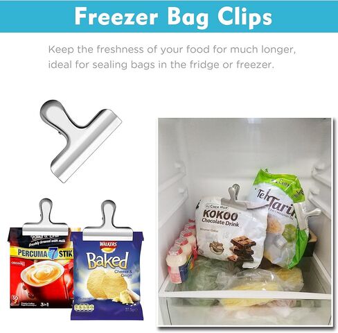 10PCS Wide Metal Chip Clips 3 Inch, Snack Food Bag Sealing Clips, Stainless Steel Paper Clamps Heavy Duty for Kitchen Food Packages and Office in Saudi Arabia