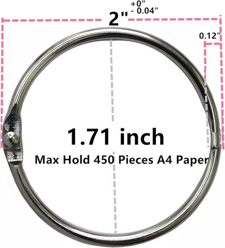 Book Binder Rings 2 Inch Office Loose Leaf Ring（20 Pack） Nickel Plated Silver in Kuwait