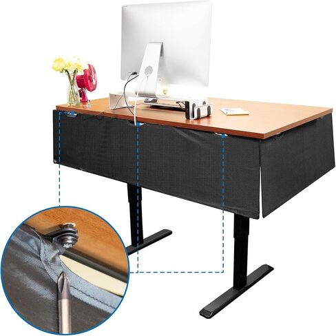 Mount-It! Under Desk Modesty Panel for Office Desks and Sit Stand Workstations [60 Inches Wide] Mesh Organizer Pockets for Cables and Wires (Black) in Kuwait