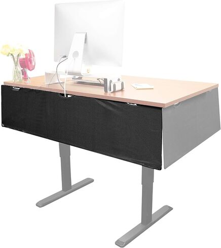 Mount-It! Under Desk Modesty Panel for Office Desks and Sit Stand Workstations [60 Inches Wide] Mesh Organizer Pockets for Cables and Wires (Black) in Kuwait