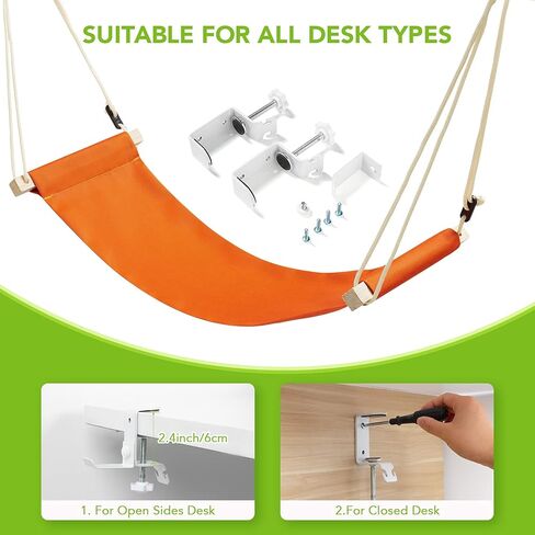 أرجوحة القدم تحت مسند القدمين المكتبي | مسند للقدمين قابل للتعديل تحت أرجوحة المكتب | أرجوحة مكتبية محمولة مع حامل سماعات الرأس (أسود) in Kuwait