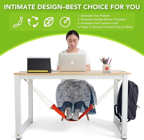 أرجوحة القدم تحت مسند القدمين المكتبي | مسند للقدمين قابل للتعديل تحت أرجوحة المكتب | أرجوحة مكتبية محمولة مع حامل سماعات الرأس (أسود) in Kuwait