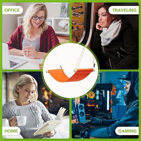 أرجوحة القدم تحت مسند القدمين المكتبي | مسند للقدمين قابل للتعديل تحت أرجوحة المكتب | أرجوحة مكتبية محمولة مع حامل سماعات الرأس (أسود) in Kuwait